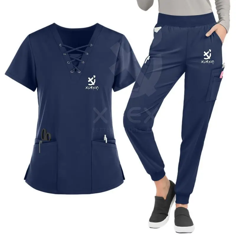 doctor uniform short sleeve medical uniforms spandex scrub suit jogger wrinkle free jogger scrub set