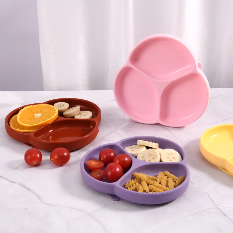 Food Grade Silicone Irregular One-piece Silicone Baby Feeding Bowls Dishes Silicone Baby Plate