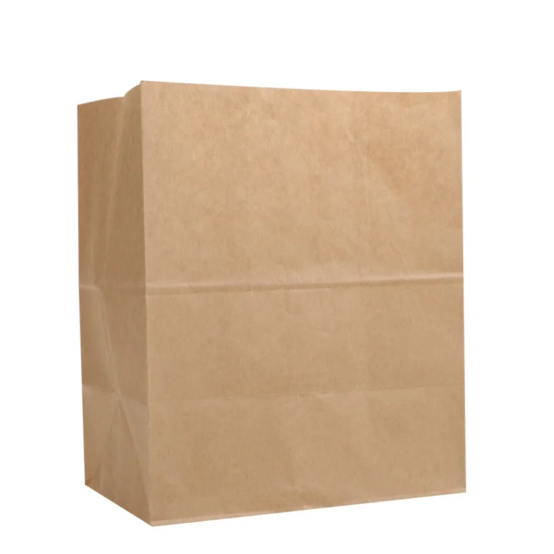 Custom printed craft vegetable paperbags for supermarket 100% biodegradable plain brown kraft grocery paper bag