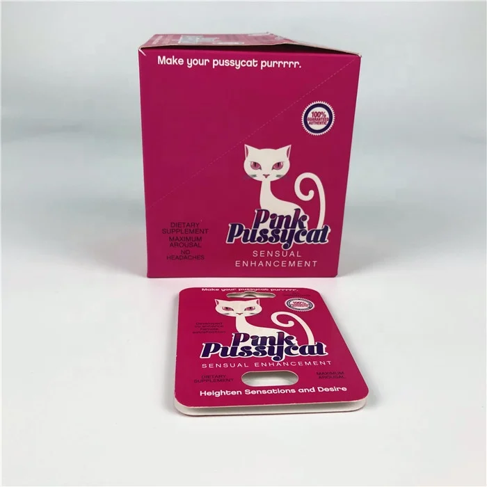 Розовые бумажные открытки pussycat с УФ-принтом для пикантного планшета женщин/мужчин упаковка пилюль повышения потенции Rhino 69 725K 3D коробка