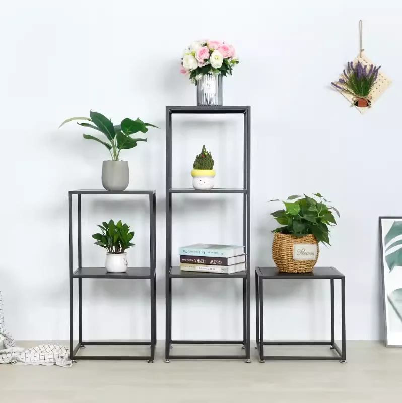 K&B Metal Color Wrought Iron Flower Stand Modern Floor Product Display Stand Bonsai Stand Shelf