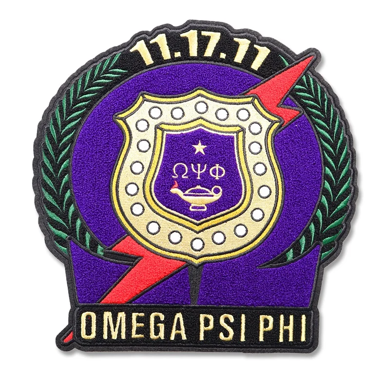 Custom All Greek Letters Omega Psi Phi Fraternity Patches Iron On Embroidery Chenille Aka Sorority Patches For Hoodie
