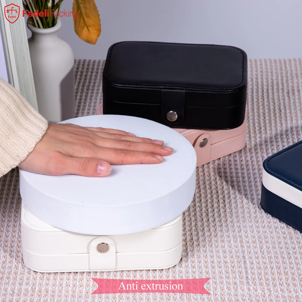 FADELI Hot Sale Women Girls Earrings Ear Stud Box Organizer Portable Jewelry Storage Box PU Leather Small Travel Jewelry Boxes