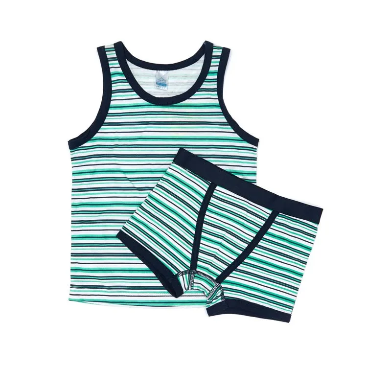 
Hot Sale Summer Cute Young Boys Cotton Underwear Kids Children Cartoon Stripe Breathable Underwear Set Wholesale 