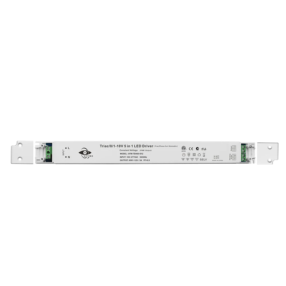 High PWM 100V 277V Triac Dimmable 12V 24V 60W LED Tube Light Driver UL approved