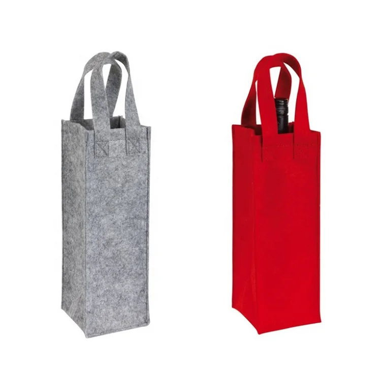 2024 Custom Felt Two Bottle Wine Bags Felt Wine Holder Bag Portable Felt Wine Bag For Packing