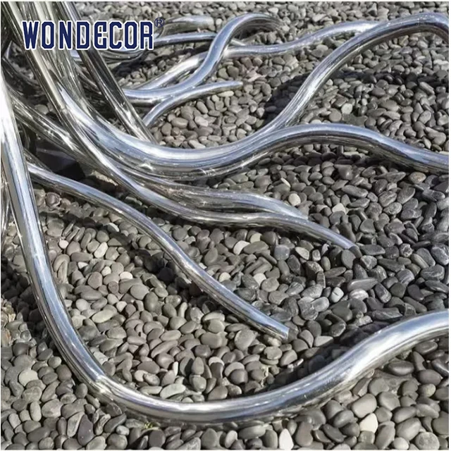 wonders High quality outdoor decoration mirror Polished Stainless Steel metal tree art Sculpture