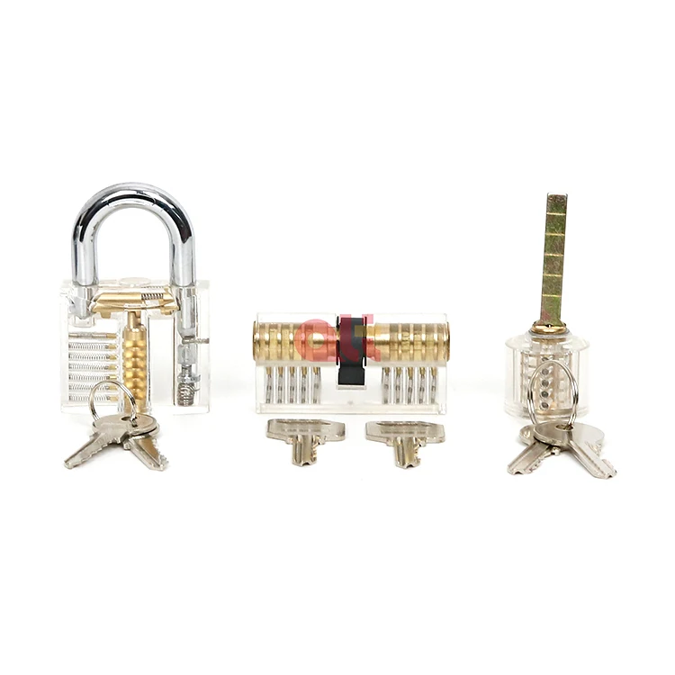 wholesale 24 pcs titanium praxis multipick locksmith tool  lock pick set with three transparent practice lock set locksmith set