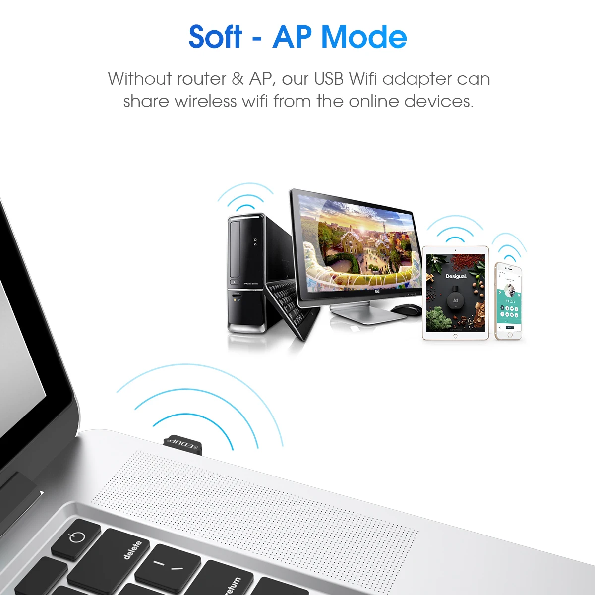 EDUP 600Mbps usb wifi adapter dual band wireless usb extender