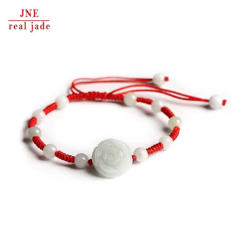 Natural Emerald Jade Bracelet Natural Emerald Rose Carved Parts DIY Hand Weaving Bracelet Ornament