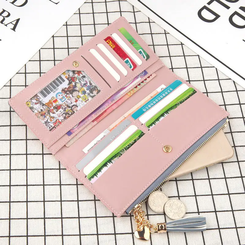 Fashion Design Long PU Leather Ladies Card Holder Purse Women Teen Wallet