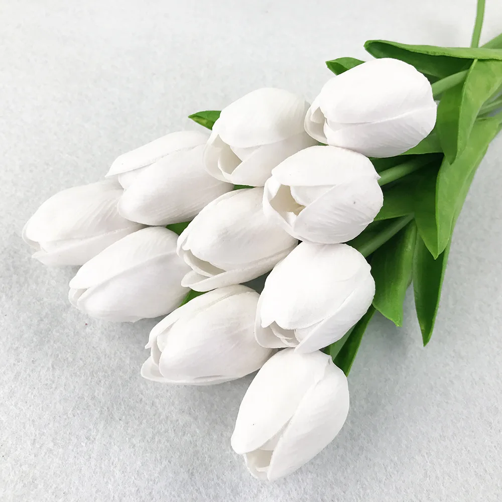 PU Tulip Silk Flower Artificial Single Stem Real Touch