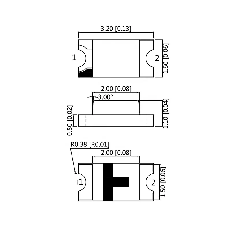 high-quality 1206 package Yellow-Green Diffused Lens SMD LED, ideal for power indicators with low power consumption