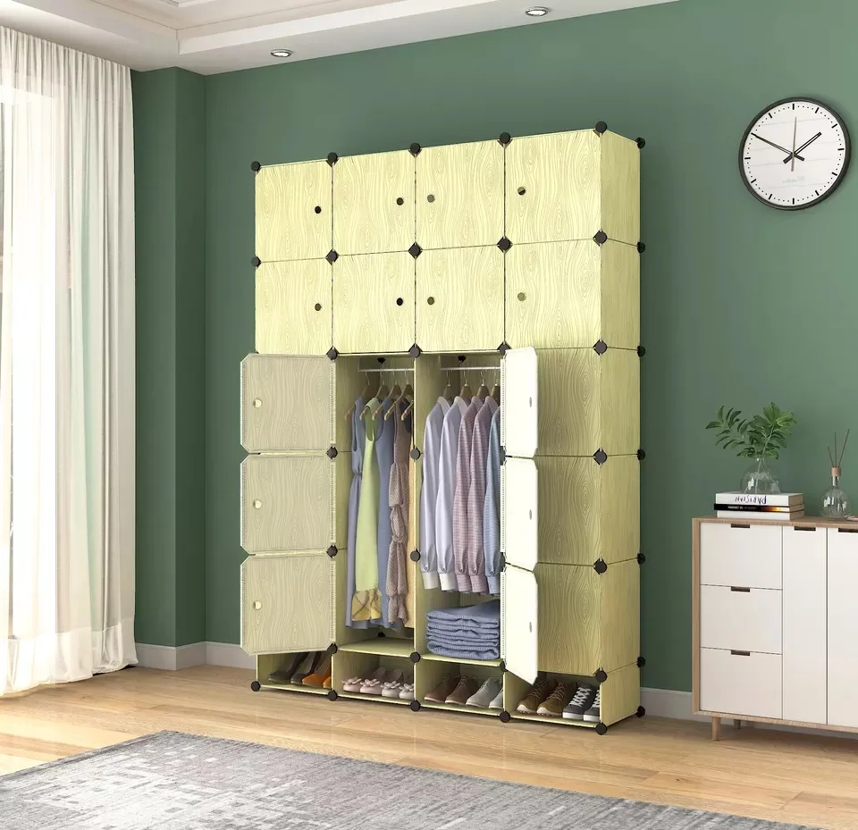 Multi-purpose Easy Installation 2022 Plastic Wardrobe Cabinet Kids Clothes Hanging 6 Doors Baby Portable Wardrobe