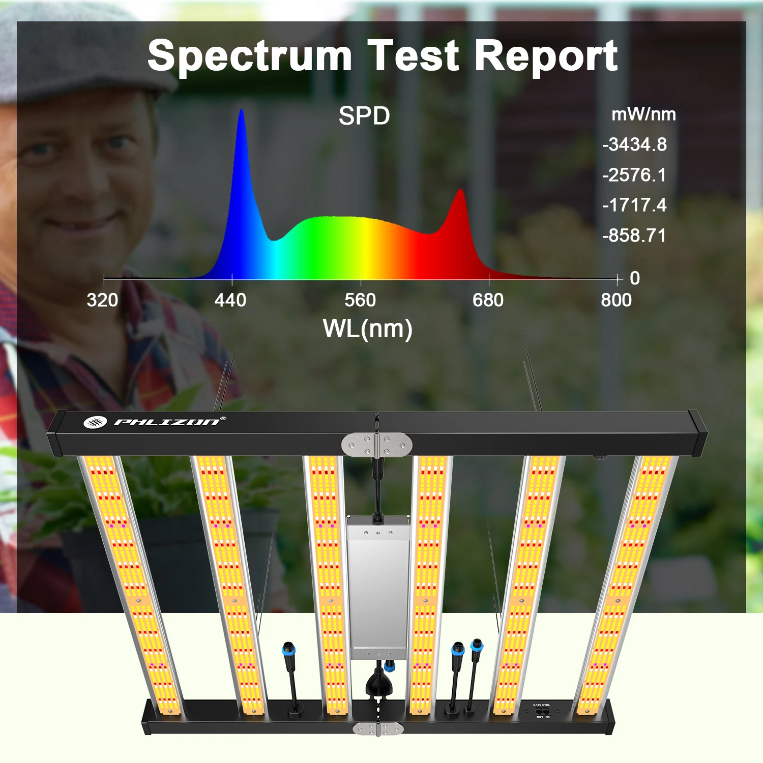 Foldable LED Grow Light 450W Full Spectrum Plant Grow Lamp 6 Bars For Indoor Grower