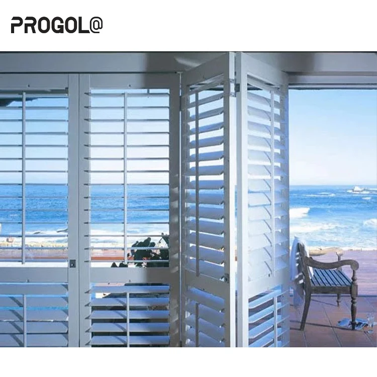 APRO Outdoor Rolling Exterior Louvered Villa Louver Door Plantation Shutter Aluminum Louvered Windows