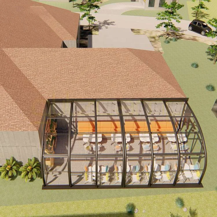 hot sale aluminum house conservatory sun room curved tempered glass house aluminium verandas