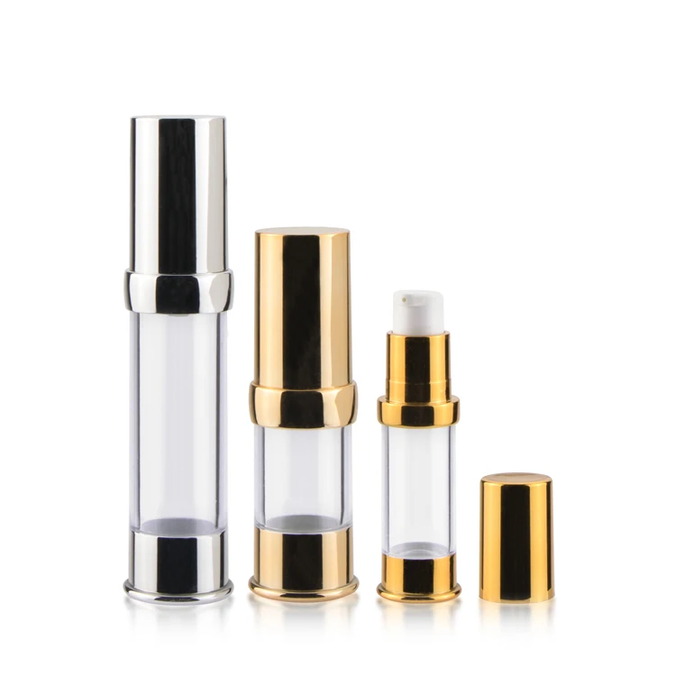 15 ml 30 ml 50 ml vacuum cylinder cosmetic serum packaging makeup plastic airless spray lotion pump bottles with lids