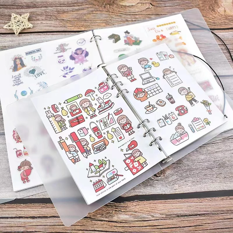 custom  PET translucent cover double sided release paper sticker book