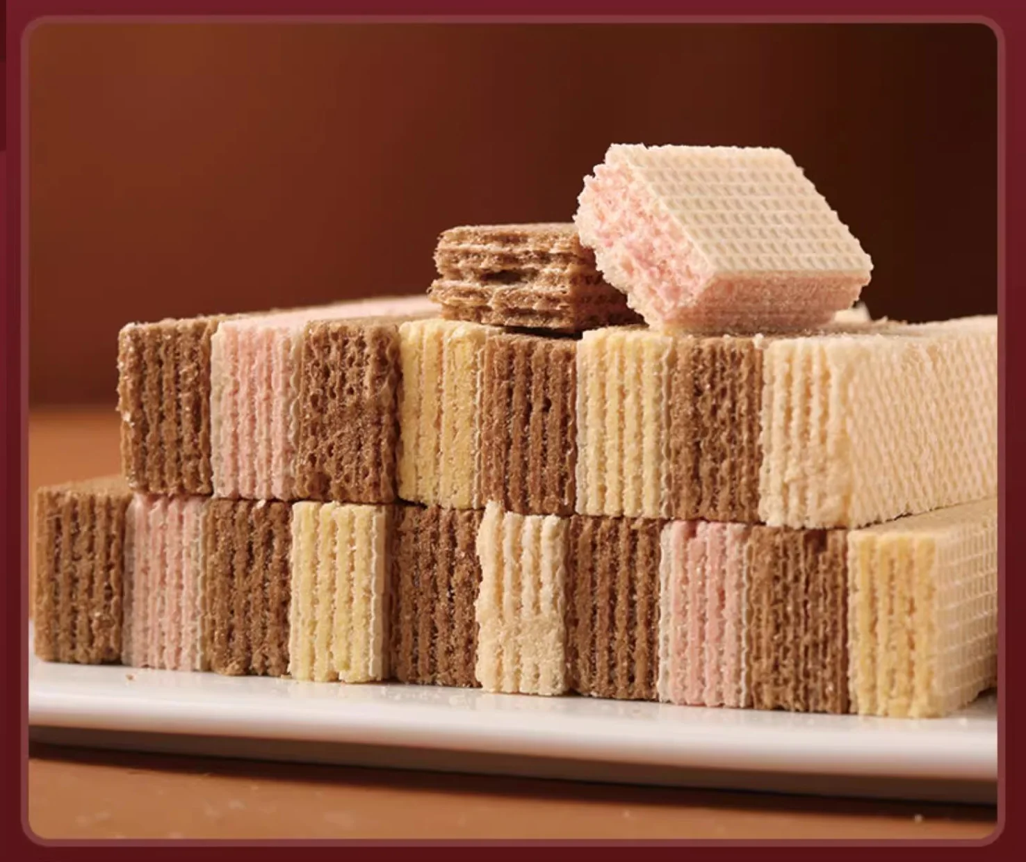 Wafers Cookies Strawberry Flavor Biscuits Low Sugar Low Fat 0 Trans Fatty Acids Healthy Snack Food 123g