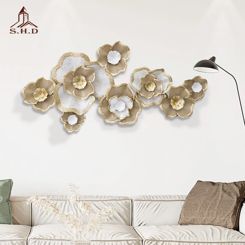 Living Room Sofa Background Wall Decoration Bedroom Wall Decoration Fashion Flowers Wrought Iron Wall Decoration