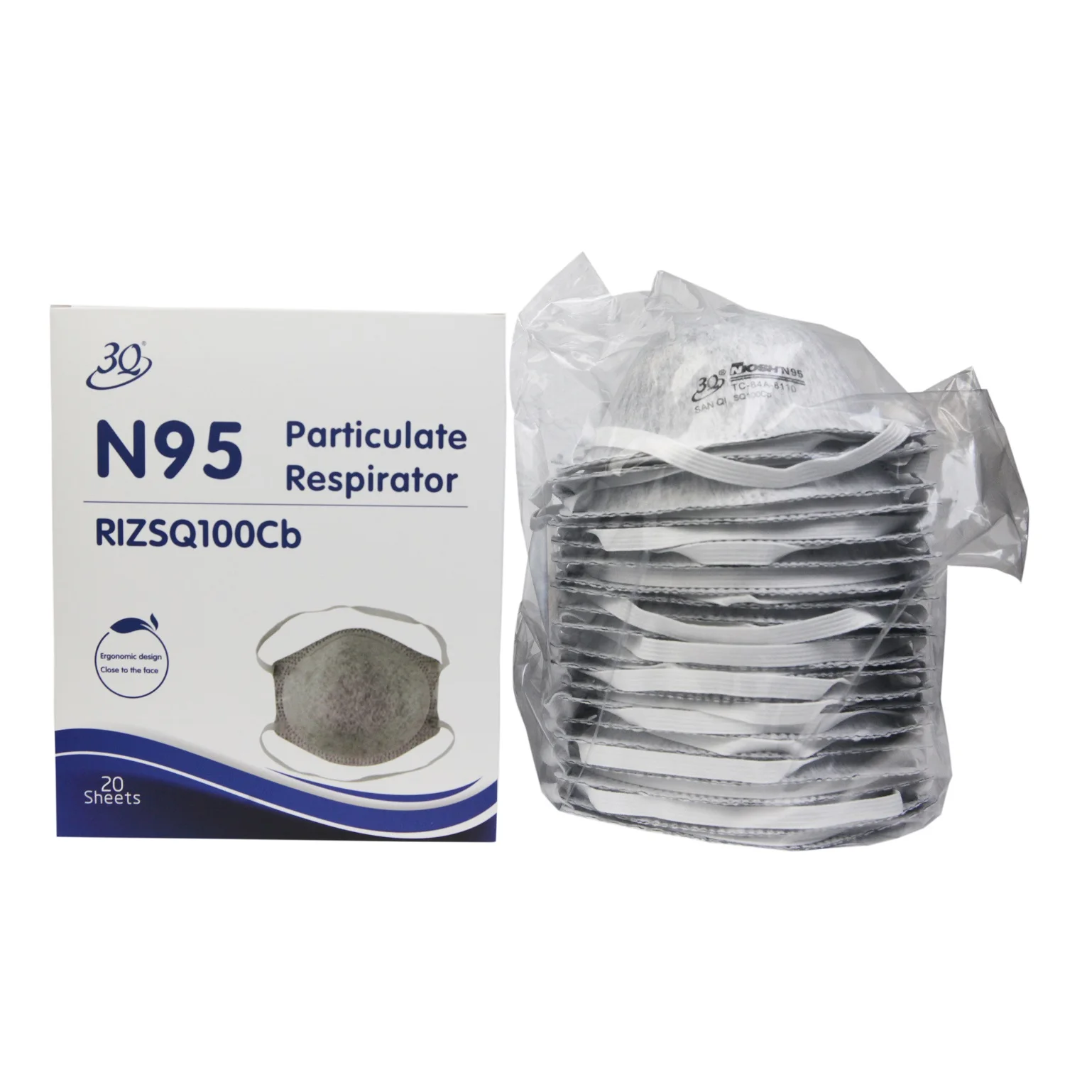 3Q N95 SQ100Cb Sanqi Factory Wholesale NIOSH Active Carbon Anti Dust Proof Masker Cup Safety Disposable N95 Respirator Mask