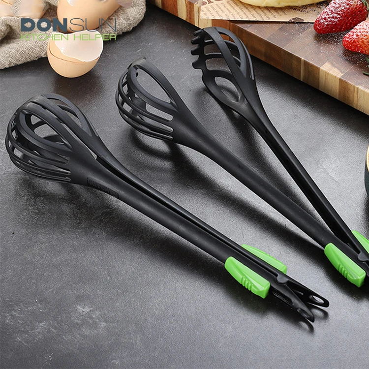 11 inch Nylon Egg Whisk 2 in 1 Egg Beater Kitchen Whisk Food Tongs