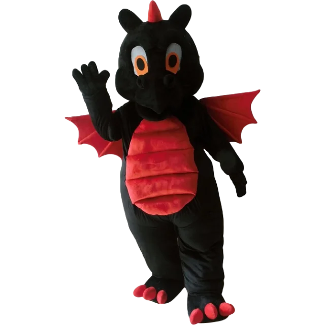 Custom adult black dragon maskot costume for kids party