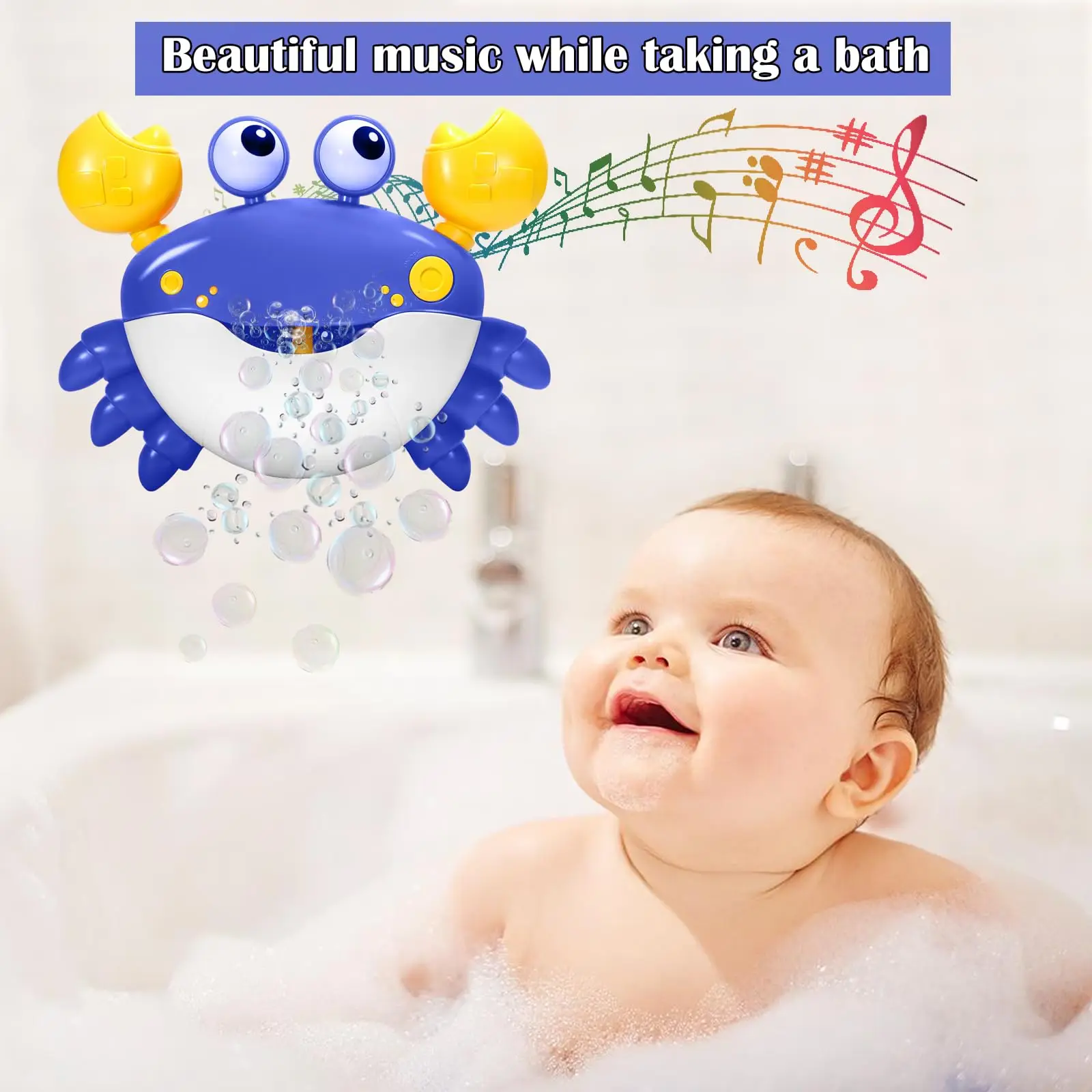2024 New Baby Bath Toys Crab Bubble Bath Maker Bath Bubble Machine For Kids Toddlers Infant