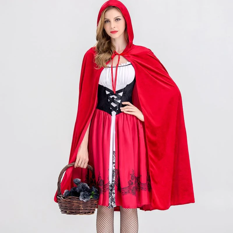 Little Red Riding Hood adult costume cosplay party dress little Red Riding Hood cape dress