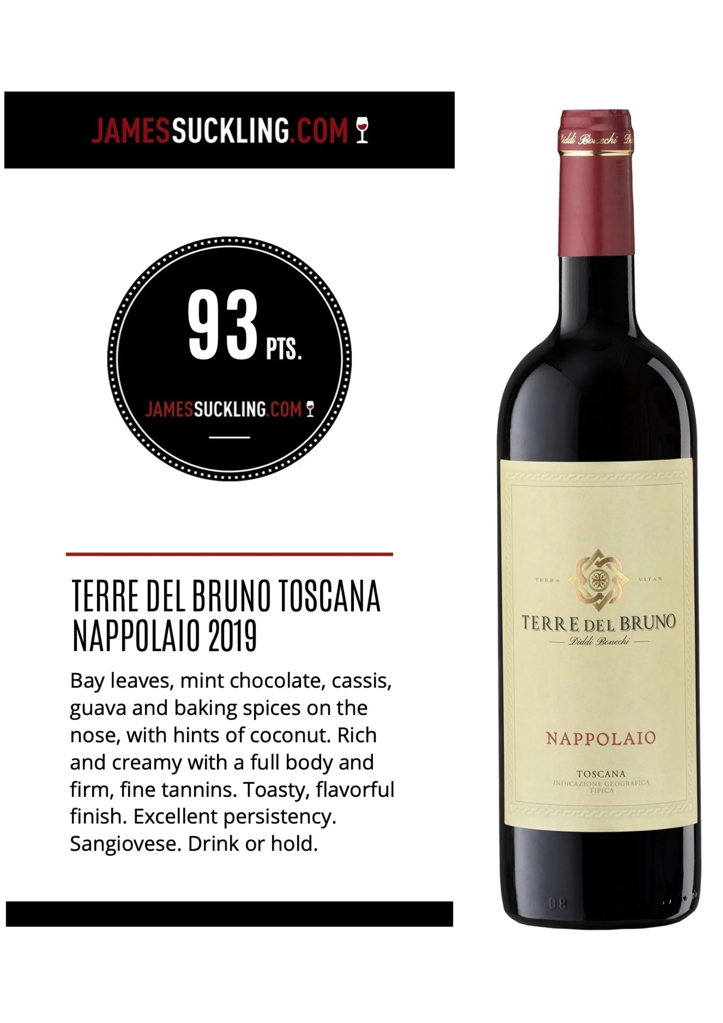 Italian Red Wine Red Tuscan IGT Sangiovese Nappolaio 0.750 litres bottles alcoholic drink GVERDI Selection Made Italy Red Wine