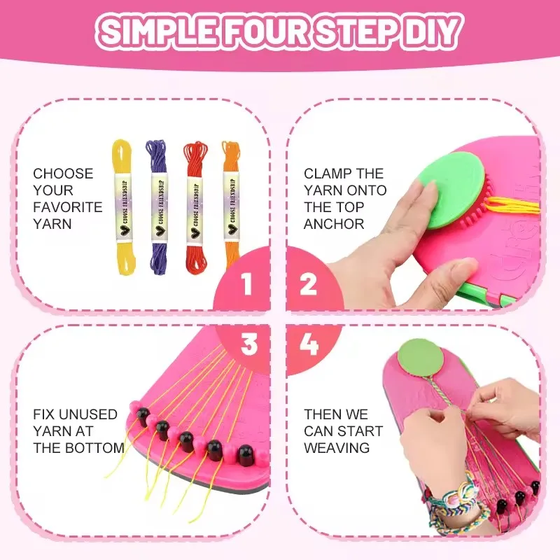Custom Hot Sale Girls DIY Bracelet knitting Machine Toys Cartoon Educational DIY Toy Hand Make Girl Toy Bracelet Making Kit