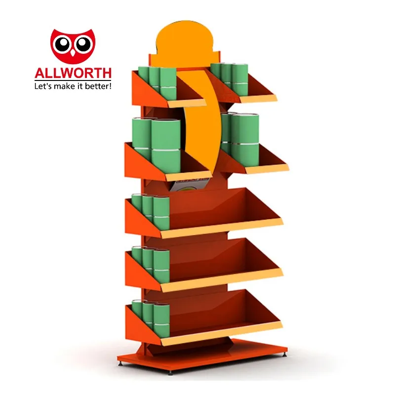 Custom-made Complementary Colours Steel Wooden Finish Book Magazine Display Rack