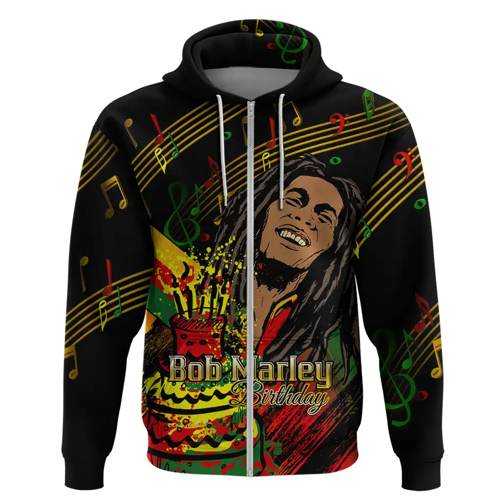 Custom Legend Bob Personalized Oversize Zip Hoodies Reggae Grunge 3D printing Long Sleeve Hooded Sweatshirts hoodie wholesale