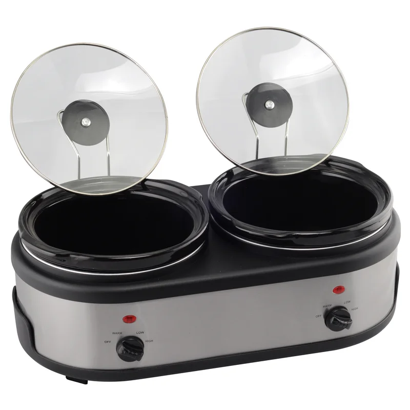 High quality 2 Pot Triple Ceramic Household Stainless Steel Electric Slow Cookers
