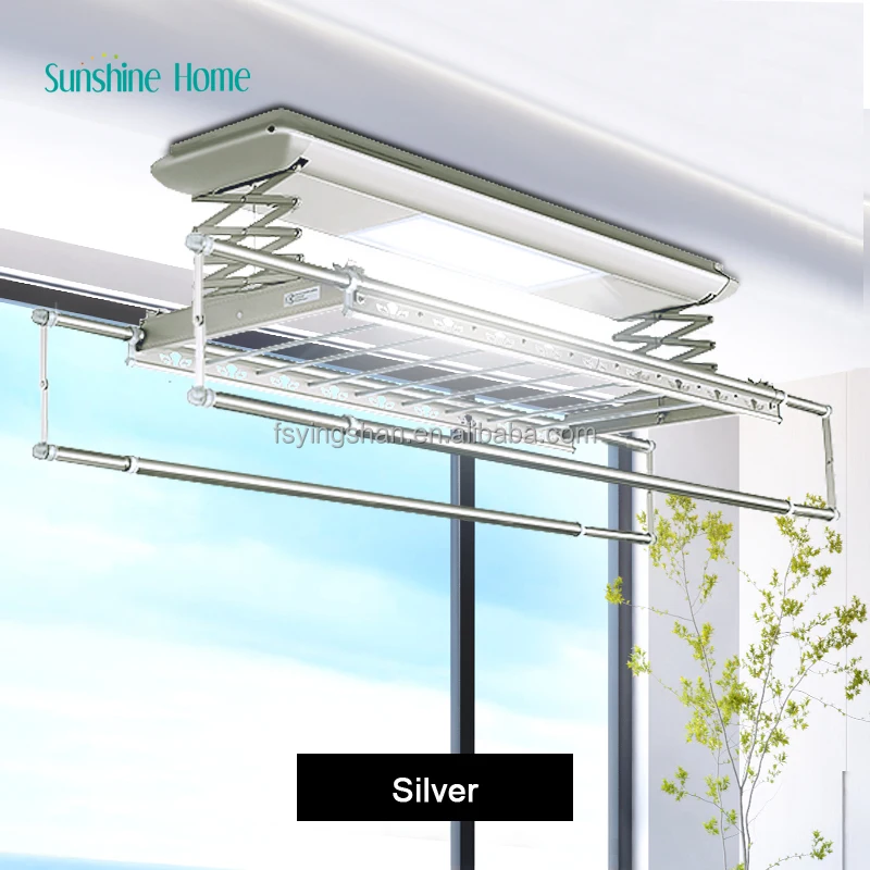 Smart Houseware Custom Logo  Aluminum Clothing Rack Electric Outdoor Balcony Use Cleaning Rack with Automatic Hanger