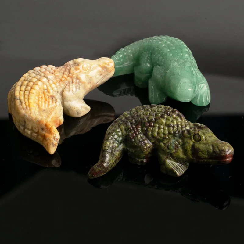 Wholesale Semi-precious Stone Crafts Natural Crystal Alligator Hand Carved Crystal Crocodile For Decoration