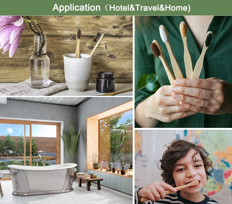 100% Natural Biodegradable Wholesale Soft Kids Adults Home Hotel Travel Bamboo Toothbrush with Engraving Logo
