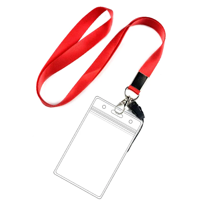 Custom Soft And Waterproof Plastic Id  Universal  Pvc Card Protector  Holder Badge With Neck Strap Polyester Lanyard