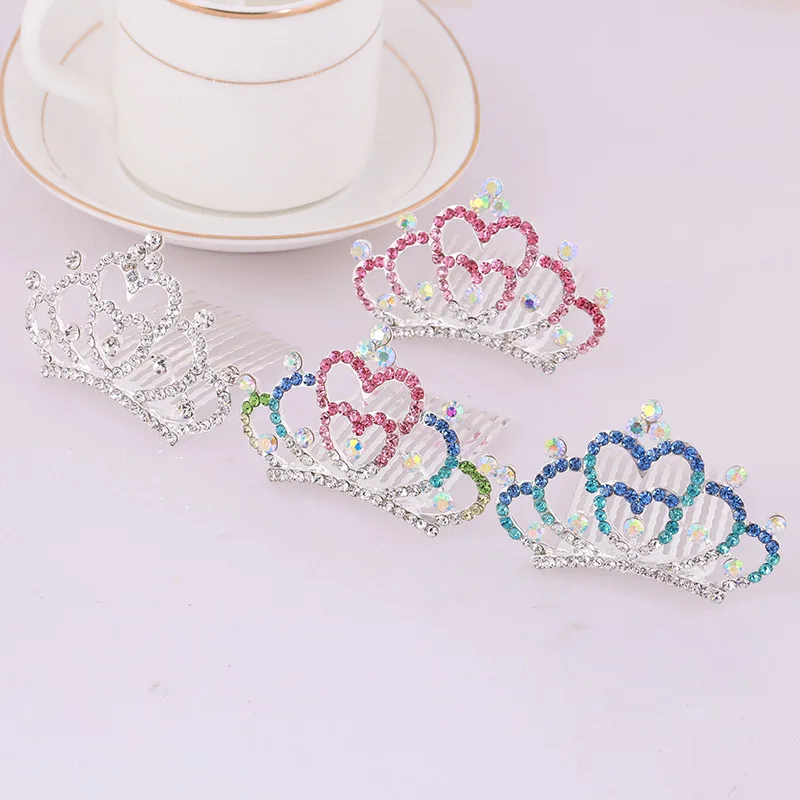 Diamond Girl Small Comb Tiara Headpiece Kids Birthday Party Princess Hair Accessory Fashionable Styling Crown & Headpiece