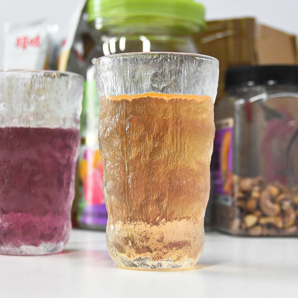 Factory Best Sale Glacier Grain Clear Glass Cup Nordic Style Whiskey Glass Cup 300ml