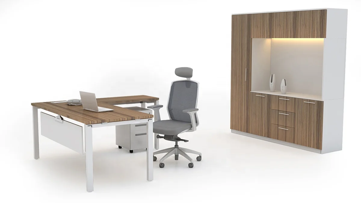 escritorio Popular ejecutivo moderno de madera de oficina con credenza modern executive boss table desks for offices