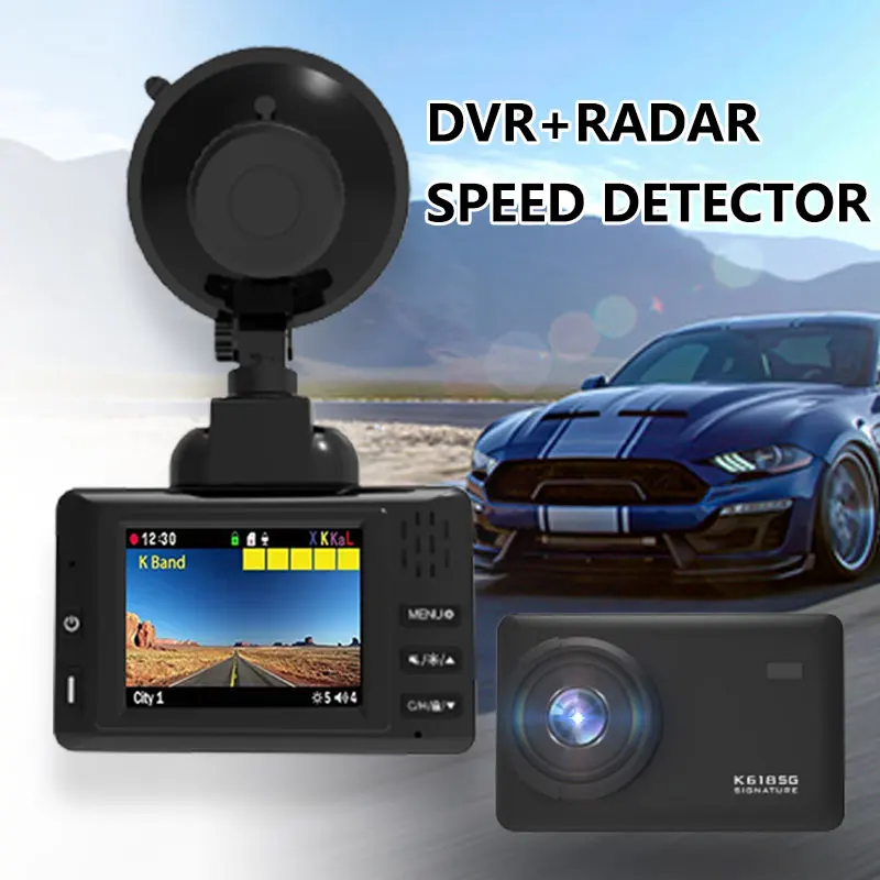 The USA Europe Asia Countries New 2 In 1 Car Radar Detector Signature And DVR Dashcam With Magnetic Holder English Voice Alert