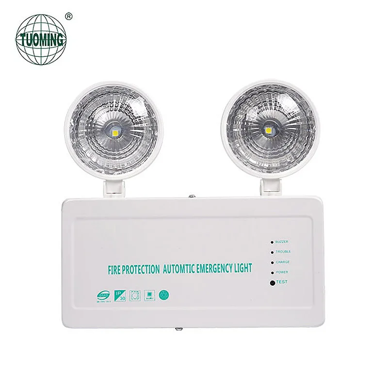CE RoHS Compliant Adjustable Two-Head Battery Backup LED Emergency Light IP65 for Fire Emergencies Commercial Stairways Hallways