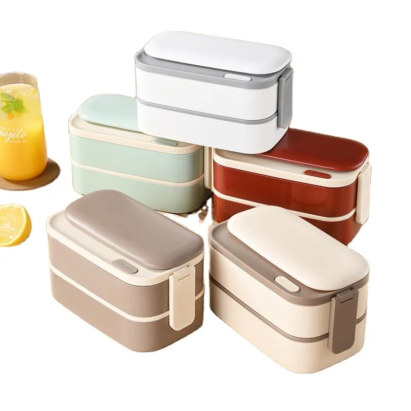 New Hot Sale Stainless steel 304 bilayer Bento Box thermos lunch box heated Food Storage picnic food lunch box bag spoon fork