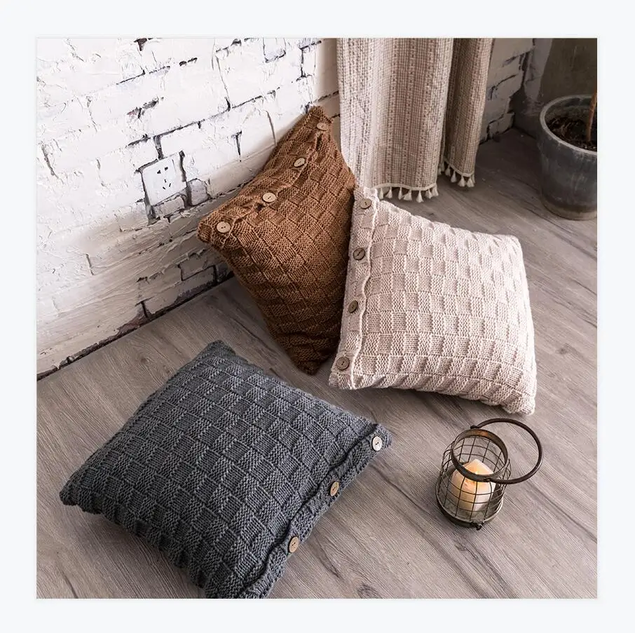 Black Friday housewife cushion cover handcraft winter warm wool decorative throw pillow case for sofa decor