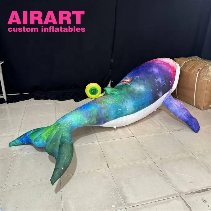 event decorated inflatable beluga whale, colorful inflatable Marine animal whale for display