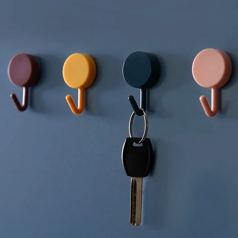 Creative no-punch towel coat rack sticker plastic hooks Self-adhesive bathroom door kitchen wall hooks