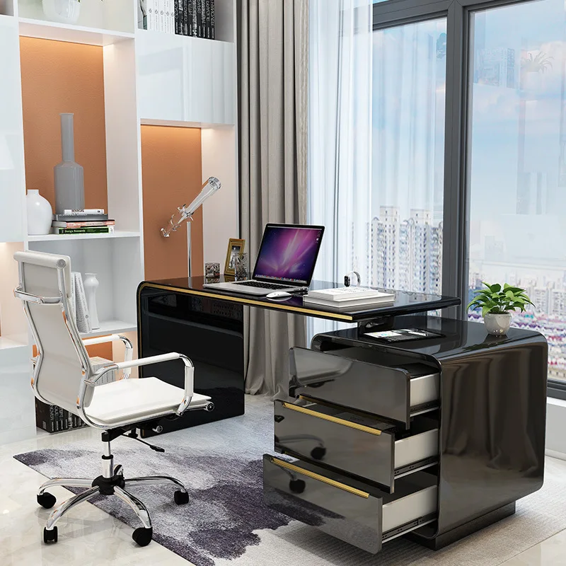 Elegant high gloss solid surface office reception desk design executive desk computer table
