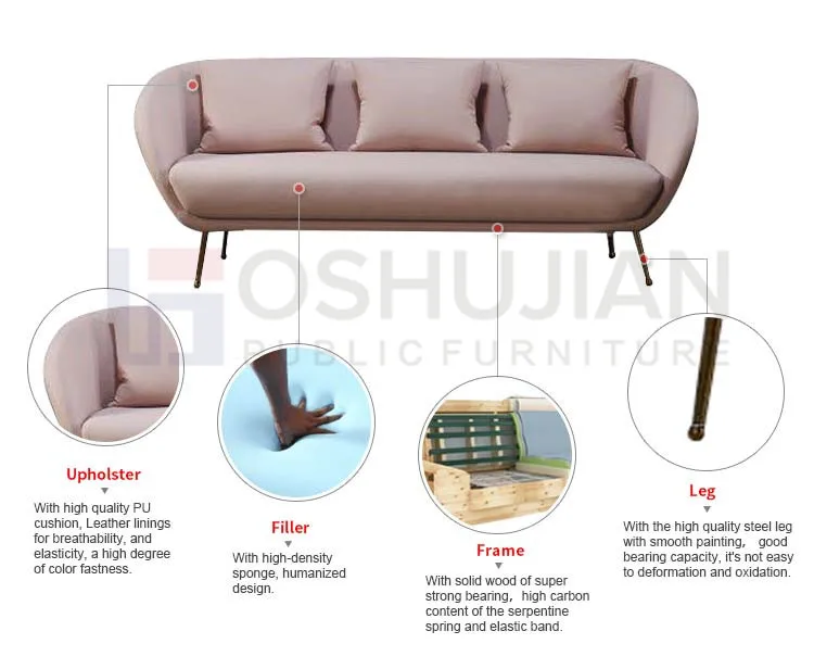 Modern simple  italy style office living room fabric sofa lounge 1+1+3 reception leather office sofa set